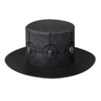 Gothic Leather Top Hat with Skull Accents