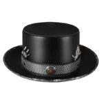 Ppu Faux Leather Black Top Hat