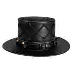 Stylish Black PU Leather Top Hat with Glass Bottle