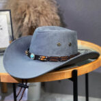 Cowboy Hat with Beaded Leather Band Design