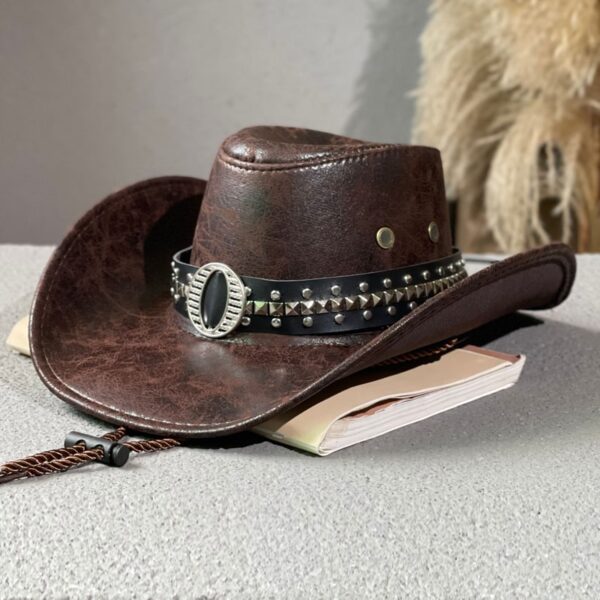 Cowboy Hat with Studded Band and Metal Buckle