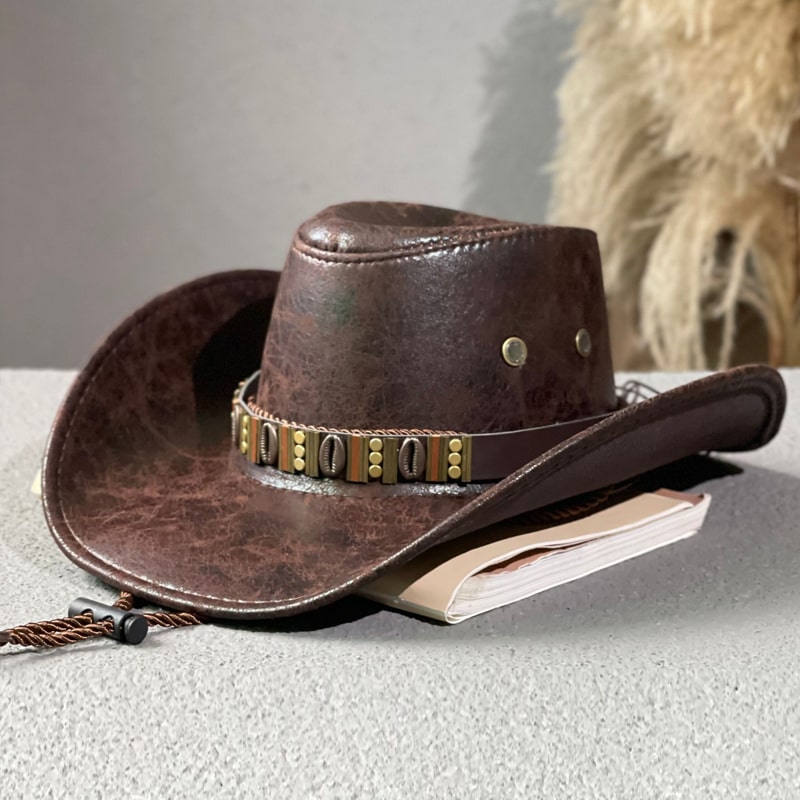 Cowboy Hat with Brass Studded Leather Band