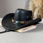 Cowboy Hat with Turquoise Stone and Beaded Band