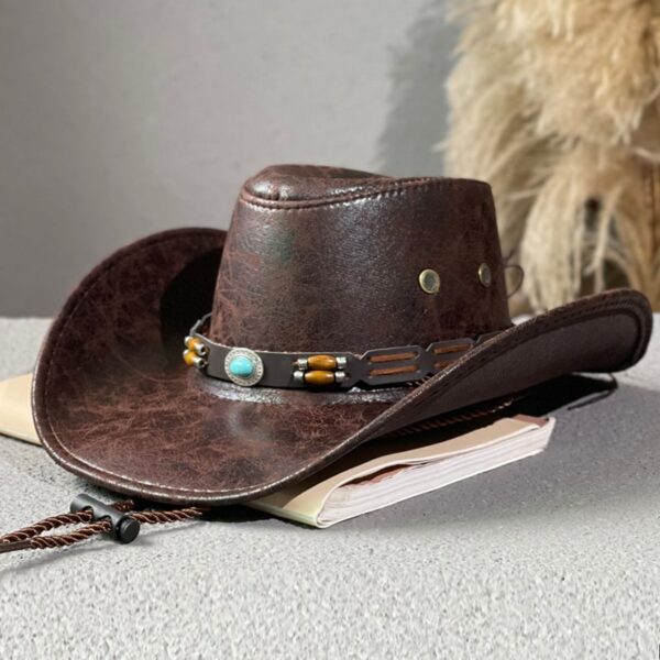 Cowboy Hat with Turquoise Stone and Beaded Band