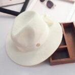 Elegant Straw Fedora Hat with Ribbon Bow Accent