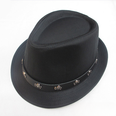 Fedora Hat with Leather Skull Band