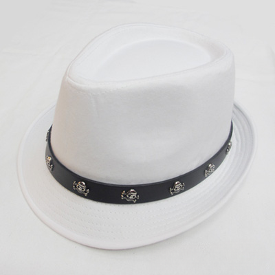 Fedora Hat with Leather Skull Band