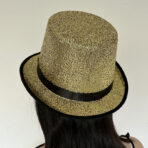 Sparkling Silver Top Hat with Satin Band