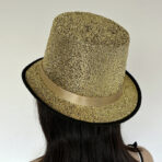 Sparkling Silver Top Hat with Satin Band