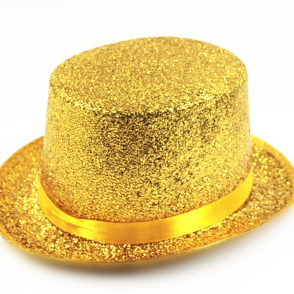 Sparkling Glitter Top Hat with Ribbon