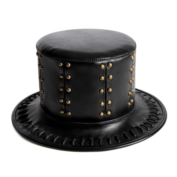 Steampunk Leather Top Hat with Brass Rivets