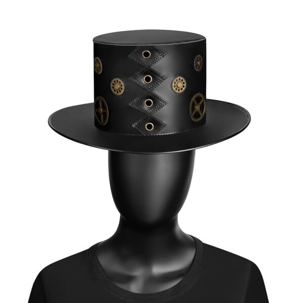 Steampunk Top Hat with Gear and Eyelet Details