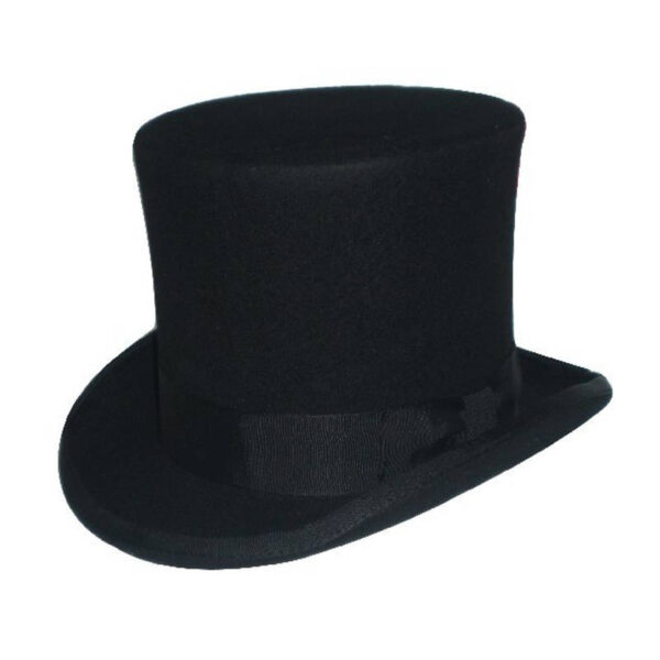 Traditional Black Top Hat with Satin Band