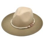 Two Tone Fedora Hat with Rope and Chain Accent