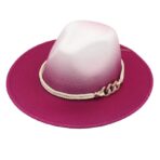 Two Tone Fedora Hat with Rope and Chain Accent