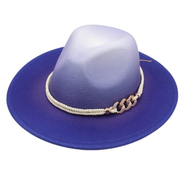 Two Tone Fedora Hat with Rope and Chain Accent