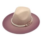 Two Tone Fedora Hat with Rope and Chain Accent