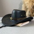 Western Leather Hat with Decorative Band