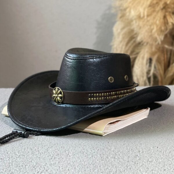 Western Leather Hat with Decorative Band