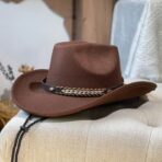 Western Style Felt Cowboy Hat with Leather Band